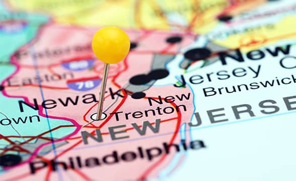 New Jersey pinned on the map