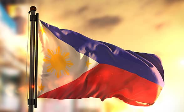 Philippines' flag during sunset