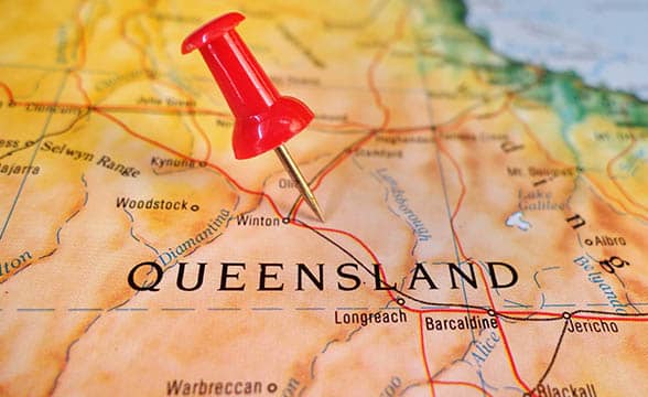 Australia's state of Queensland on the map