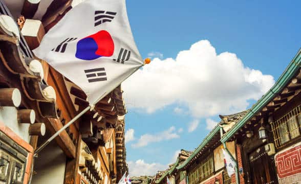 South Korea's national flag flying in the wind.