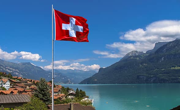 Switzerland's flag in a local village