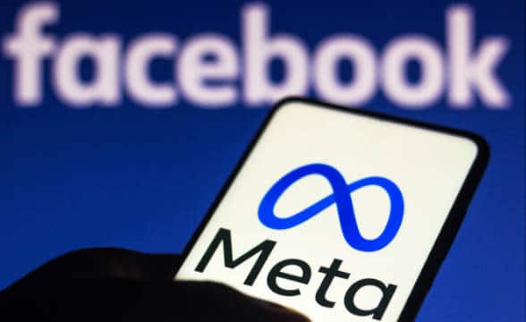 The Meta logo, previously Facebook, loaded on a smartphone.