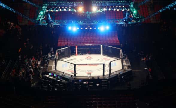 A UFC arena sitting empty.