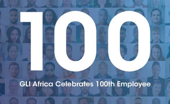 GLI celebrating the hiring of its 100th employee in South Africa.