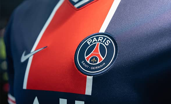 Paris Saint-Germain's logo on a player's jersey