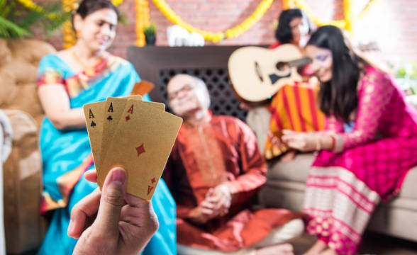 Teen Patti played among family and friends.