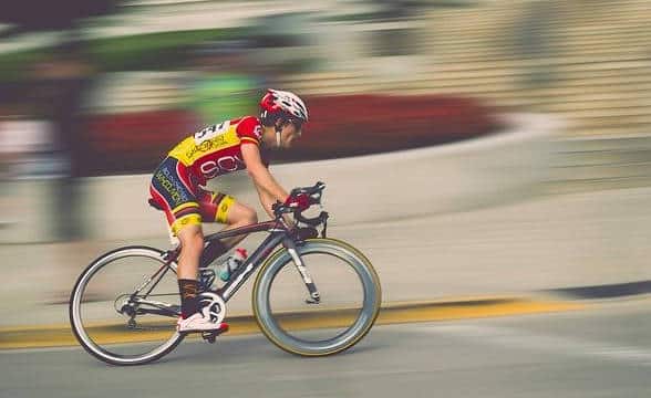 A bicycler in a race.