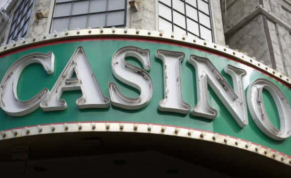 A casino sign above an entrance.