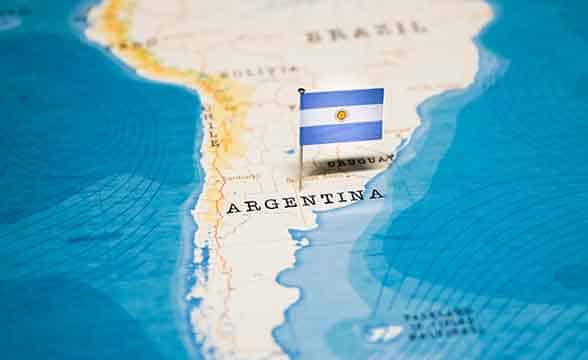 Argentina on the map of South America