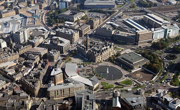 Bradford's center, aerial view