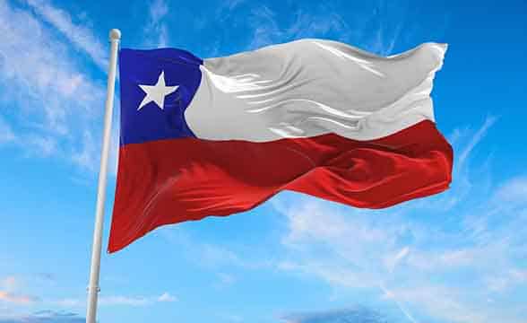 Chile's national flag on a blue sky