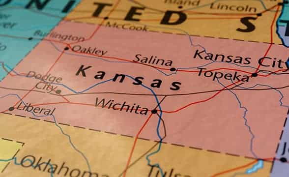 Kansas on the map of the United States.