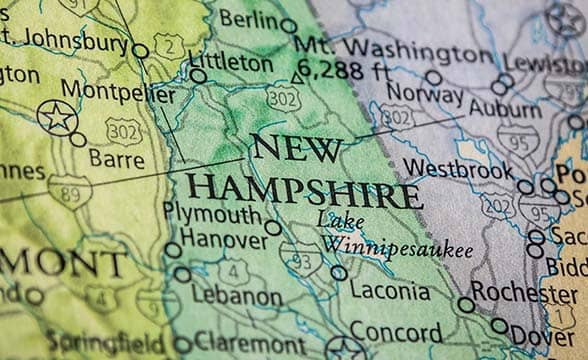 New Hampshire on the map