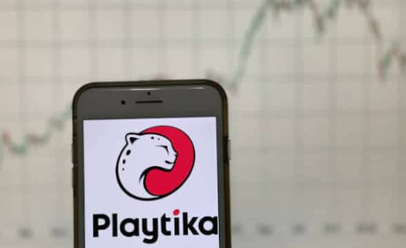 Playtika's logo loaded on a mobile phone.