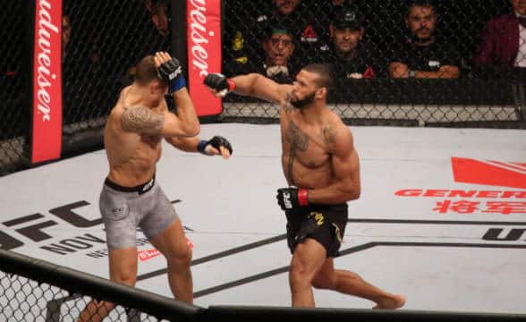 Thiago Santos fighting in the UFC.