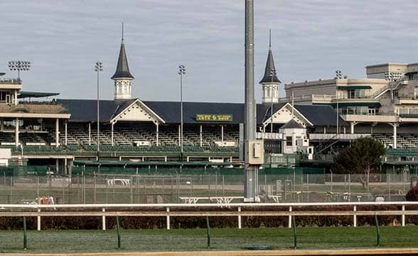 The iconic Twin Spires at Churchill Downs' Louisville racetrack