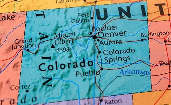 Colorado on the map of the USA