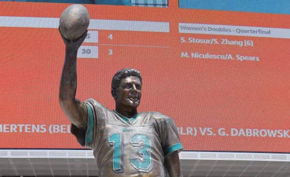 Dan Marino's statue outside the Dolphins' stadium.