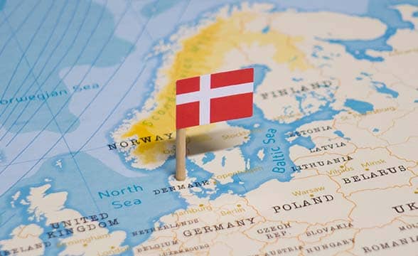 Denmark on the map of Europe