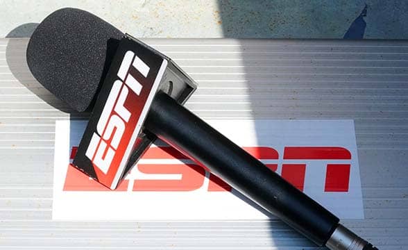 An ESPN-branded microphone