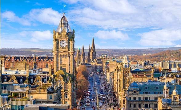 Aerial view of Edinburgh in Scotland