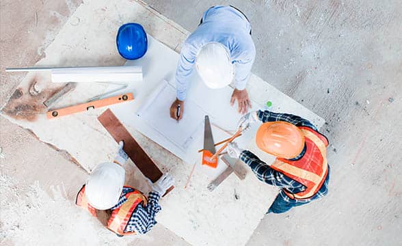 Builders working on a construction project