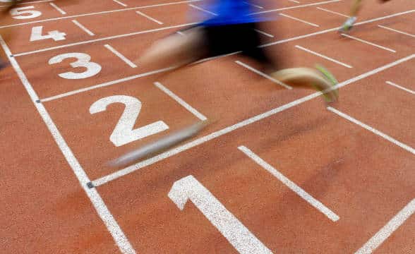 An athlete crossing the finishing line.