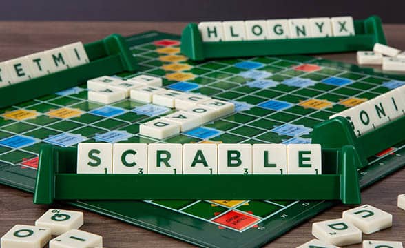 A Scrabble board