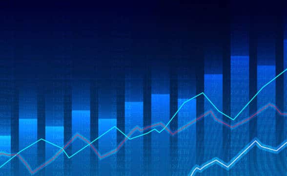 Finance stock market graph going up.