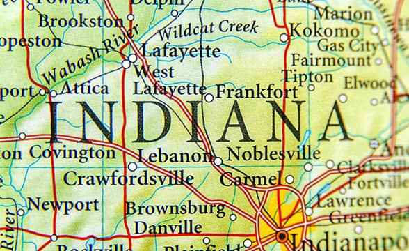 The state of Indiana on the map