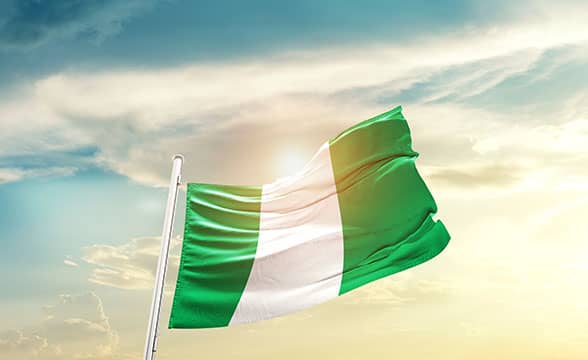 Nigeria's official flag on a sunny day