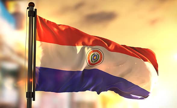 Paraguay's official flag, sunset