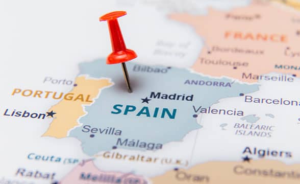 Spain pinned on the map