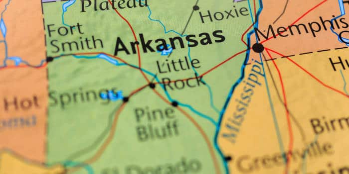 A state map of Arkansas.