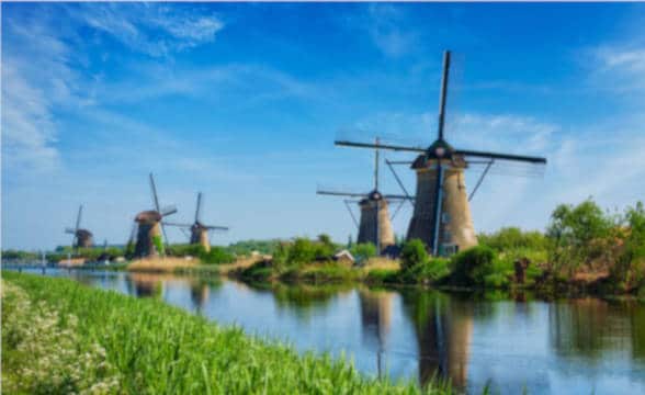 Netherlands landscape with water mills