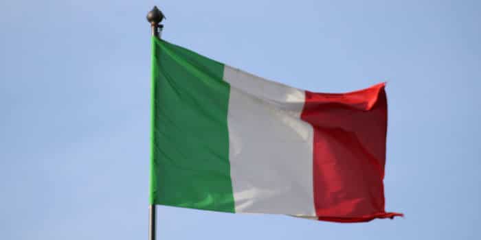 The Italian national flag.