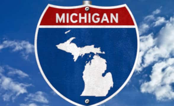 Road sign with text Michigan