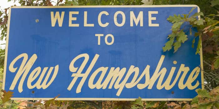 New Hampshire's welcome sign.