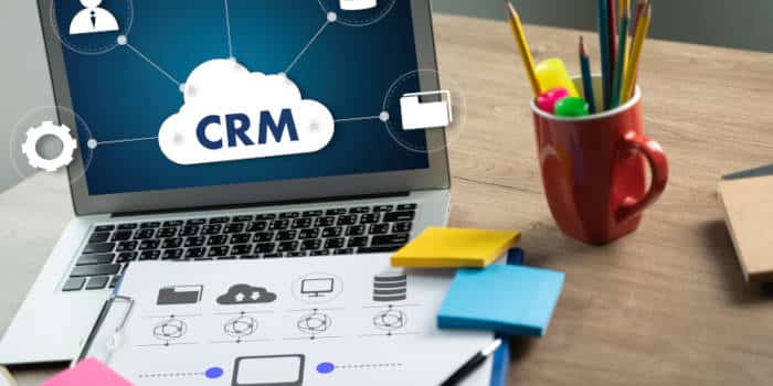 CRM on a desktop computer.