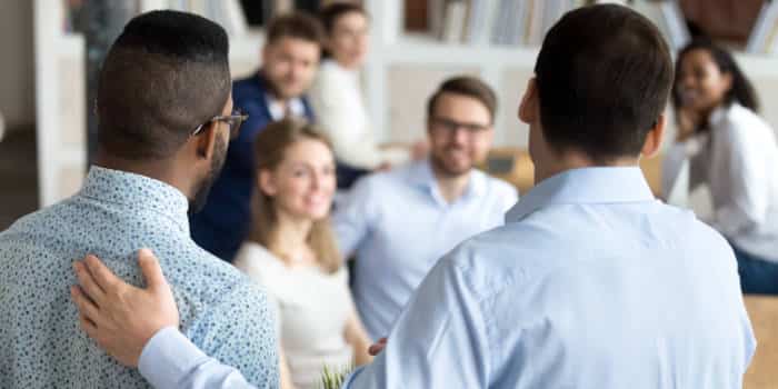 New people being introduced to the company and office.