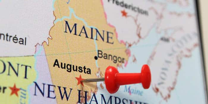 Maine on the map of the USA