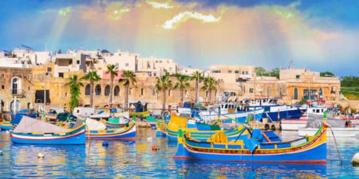 A marina and yachts in Malta.