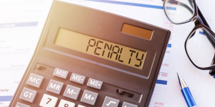 Calculator displaying the word penalty