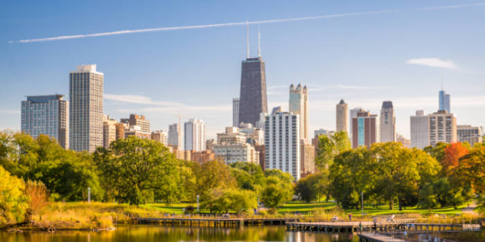 Chicago, Illinois, cityscape photo of a park