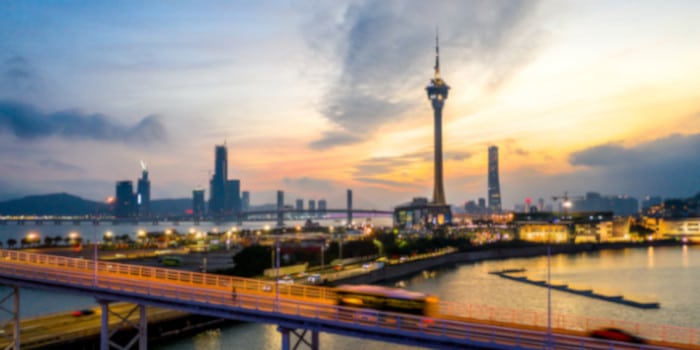 Macau city skyline at sunset