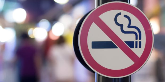 Close up photo of a no smoking sign