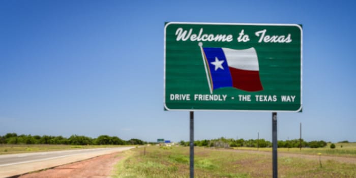 Welcome to Texas road sign