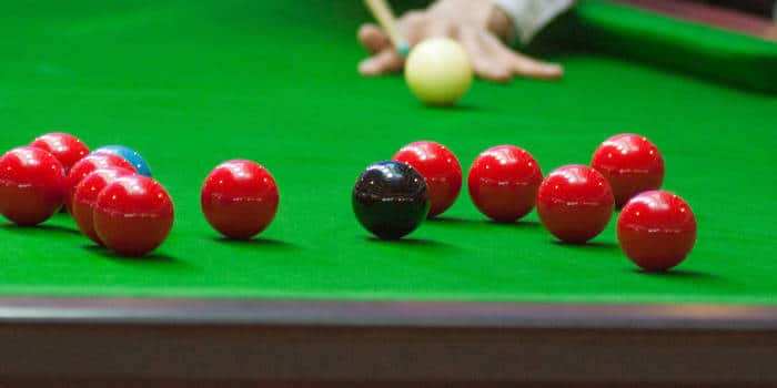 A game of snooker in progress.