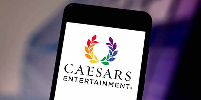 Caesars Entertainment's logo on a mobile device