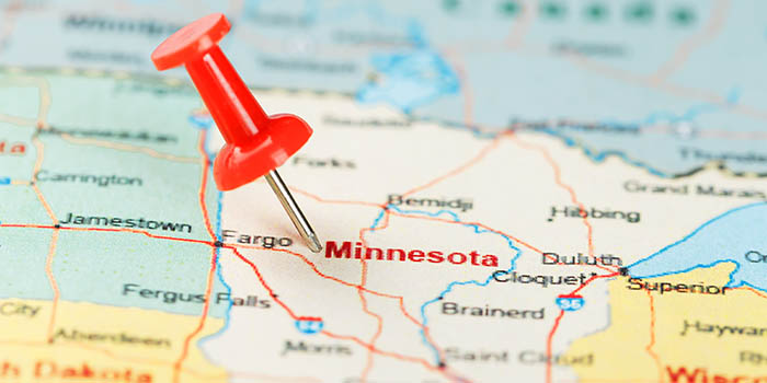 The state of Minnesota pinned on the map